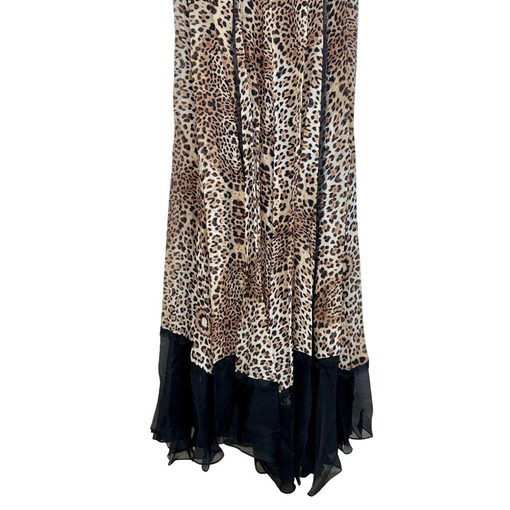 NWT Mandalay Grey Leopard Black Brown Silk Sleeveless Maxi Evening Dress Size 10 - Picture 10 of 16